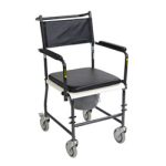 Upholstered Drop Arm Wheeled Commode