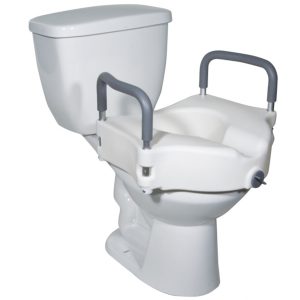 2-in-1 Locking Raised Toilet Seat with Removable Arms