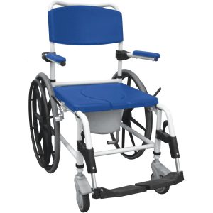 Aluminum Shower Commode Mobile Chair with 24" Rear Wheels