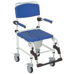 Aluminum Shower Commode Mobile Chair with 5" Casters