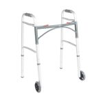 Deluxe Folding Walker Two Button w/5" Wheels