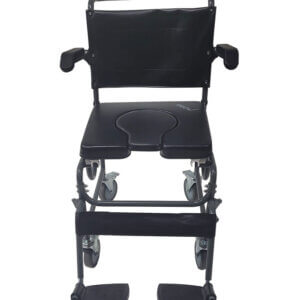 4 Way Padded Steel Commode Chair with Wheels - Image 3