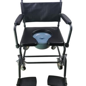 Padded Steel Commode Chair with Wheels
