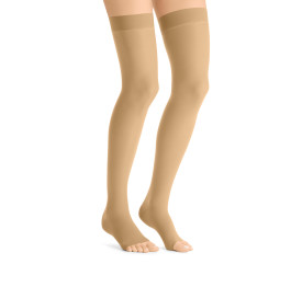 JOBST 15-20mmHg UltraSheer: Women's Thigh High Silicone Dot Band Open Toe Regular Natural