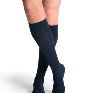 Sigvaris Cotton: 20-30mmHg Knee High w/ Grip Top for Women Colour Black