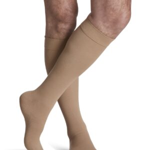Sigvaris Cotton: 20-30mmHg Knee High w/ Grip Top for Men Colour Light Beige