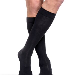 Sigvaris Cotton: 20-30mmHg Knee High w/ Grip Top for Men Colour Black