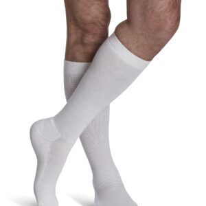 Sigvaris Cushioned Cotton: 20-30mmHg Knee High for Men Colour White