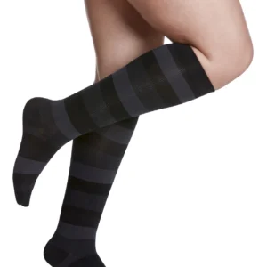 Sigvaris 15-20mmHg OTC: Microfiber Shades Compression Socks for Women Onyx Stripe