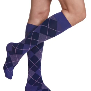 Sigvaris 15-20mmHg OTC: Microfiber Shades Compression Socks for Women Purple Argyle