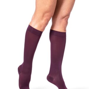 Sigvaris Soft Opaque: 20-30mmHg Women's Knee High, Closed Toe Mulberry Colour