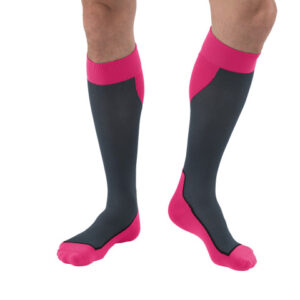 JOBST Sport Compression Socks 15-20mmHg Knee High, Closed Toe, Pink/Grey, X Large - Image 1