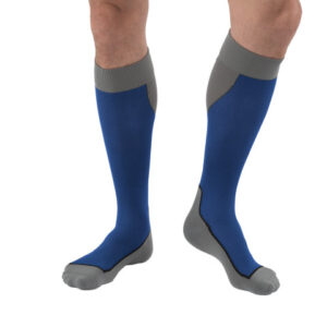JOBST Sport Compression Socks 15-20mmHg Knee High, Closed Toe, Royal Blue/Grey, Small - Image 1